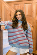 Blue & Burgundy Mockneck