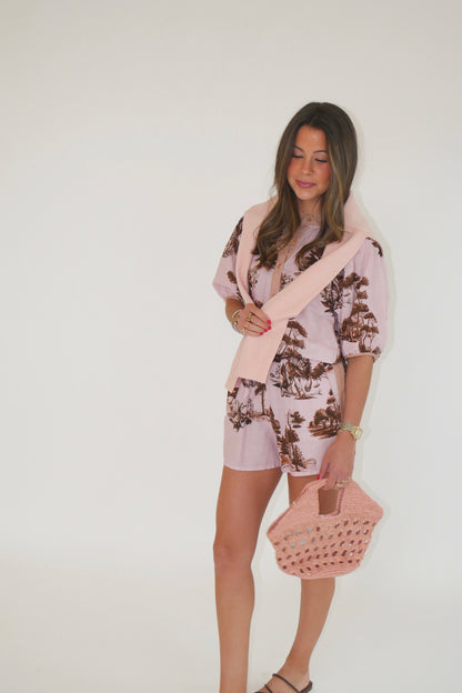 Landscape Rose Balloon Blouse