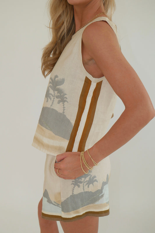 Linen Ipanema Beige Tank Top