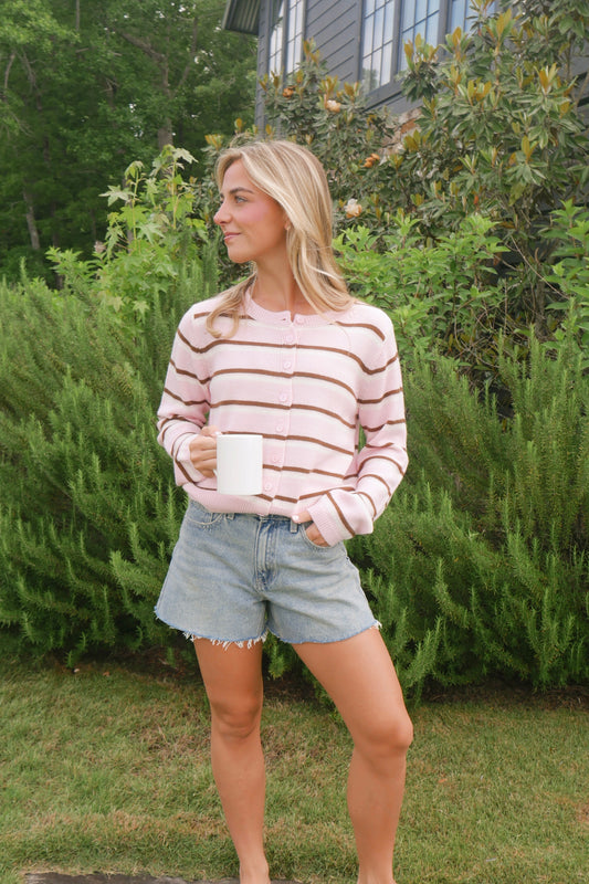 Blush Mocha Stripe Cardigan