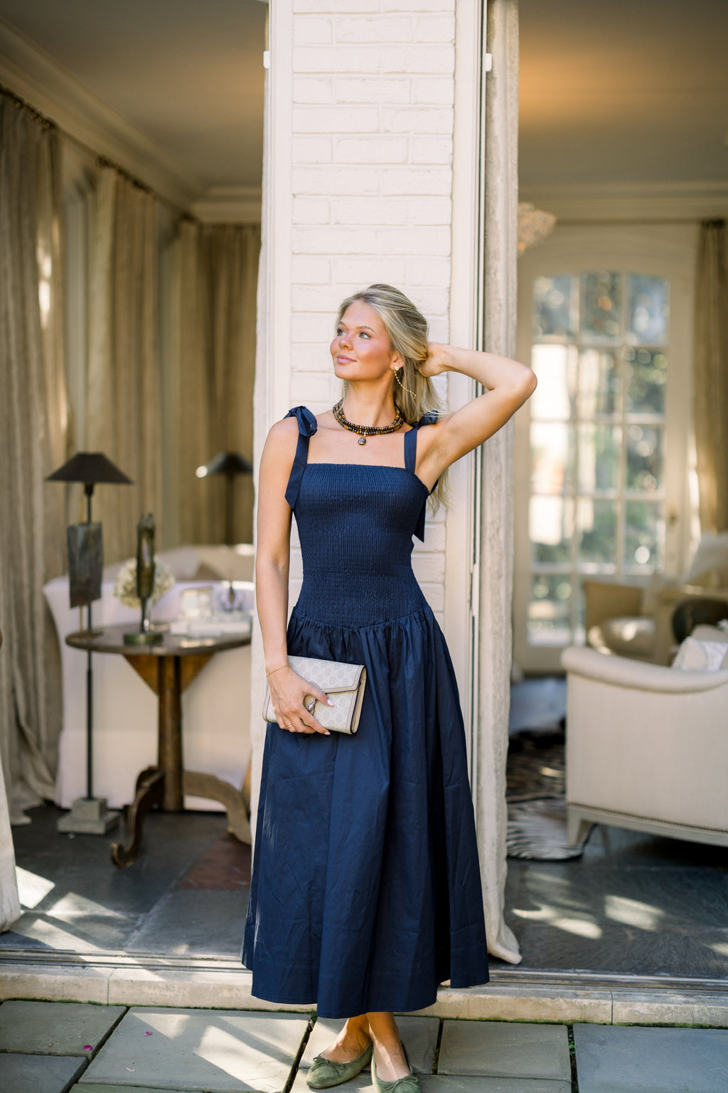 Drop Waist Navy Dress