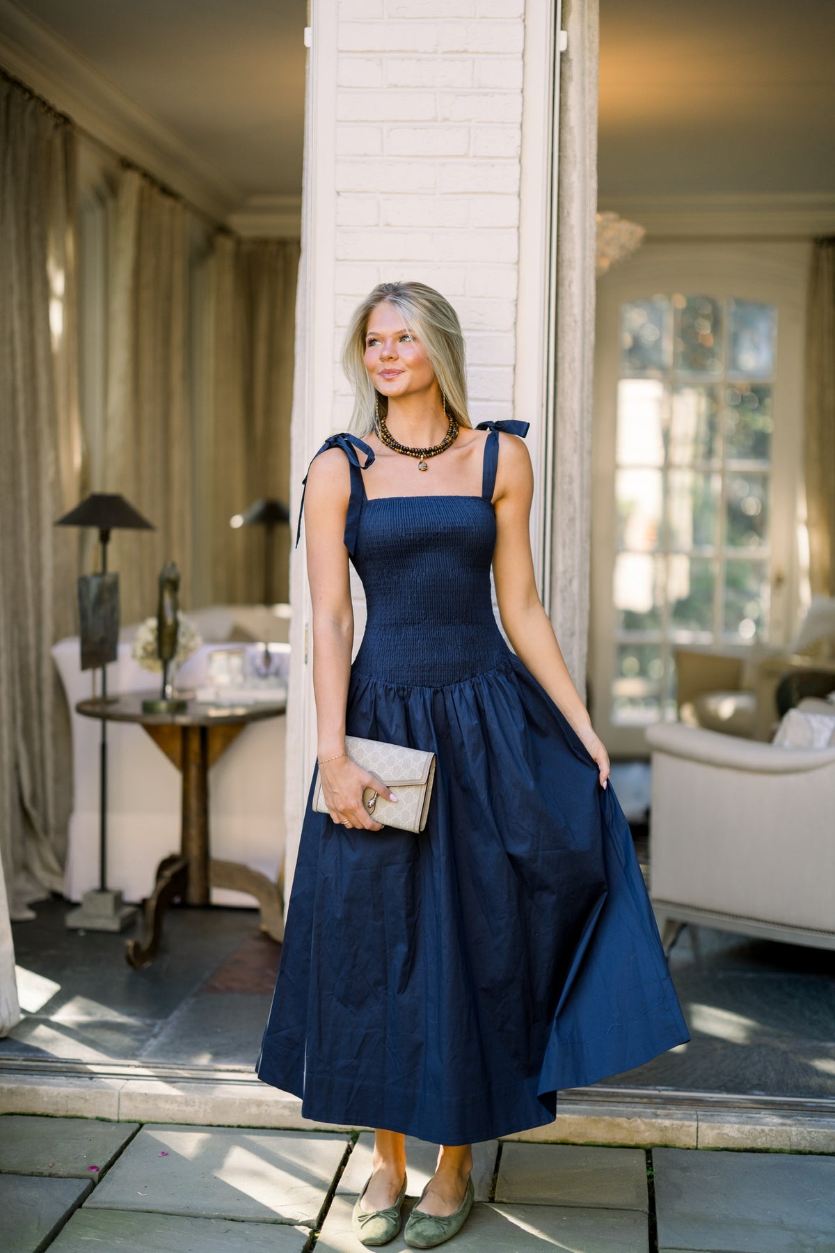 Drop Waist Navy Dress