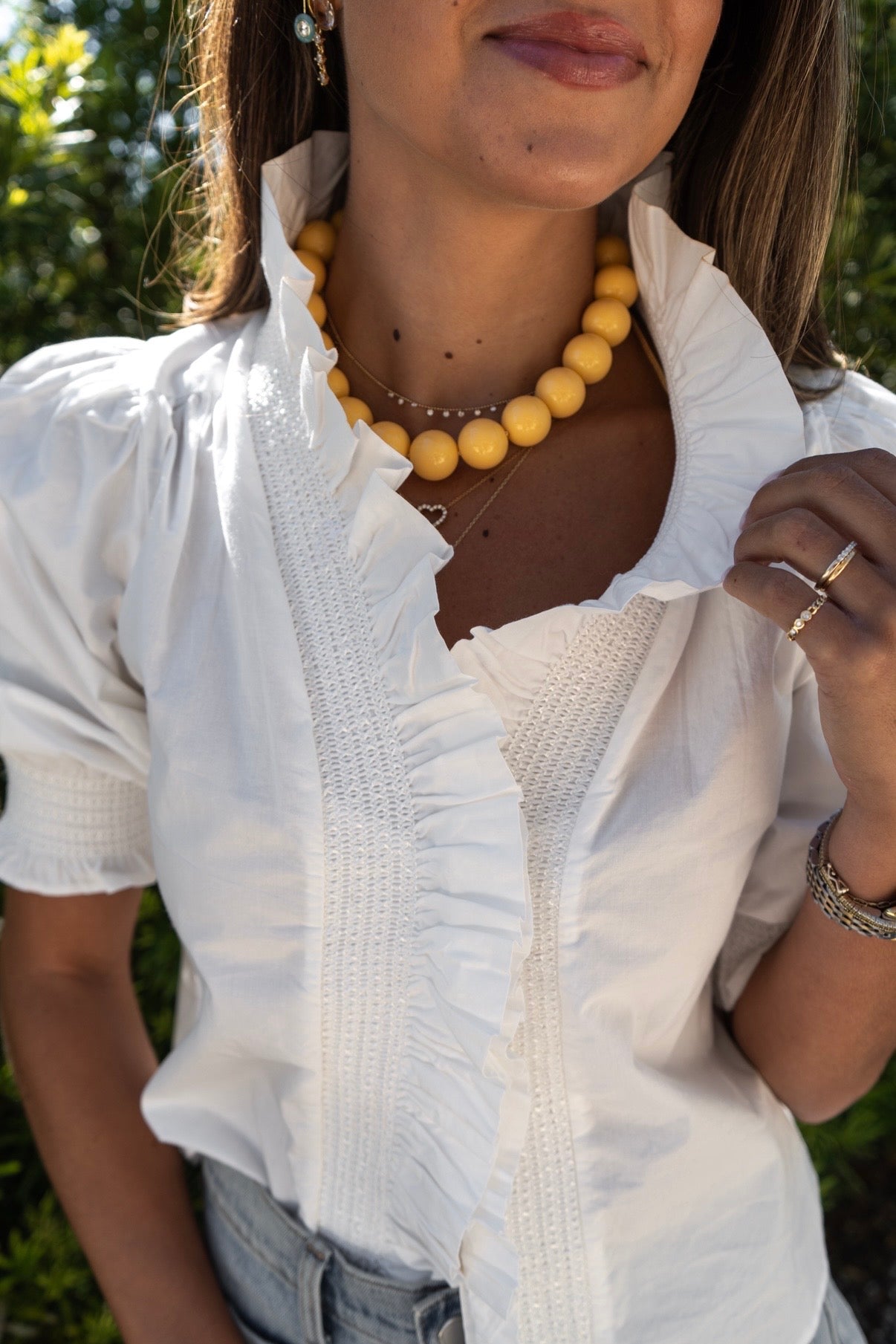 Chunky Beaded Necklace - Butter Yellow 20 mm