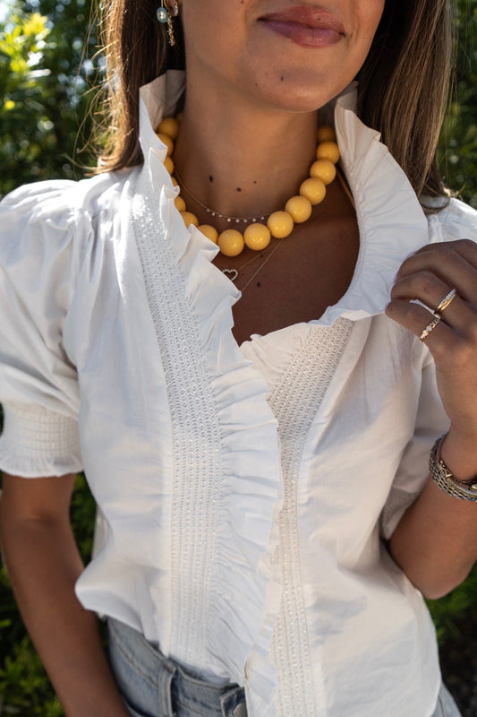 Chunky Beaded Necklace - Butter Yellow 20 mm