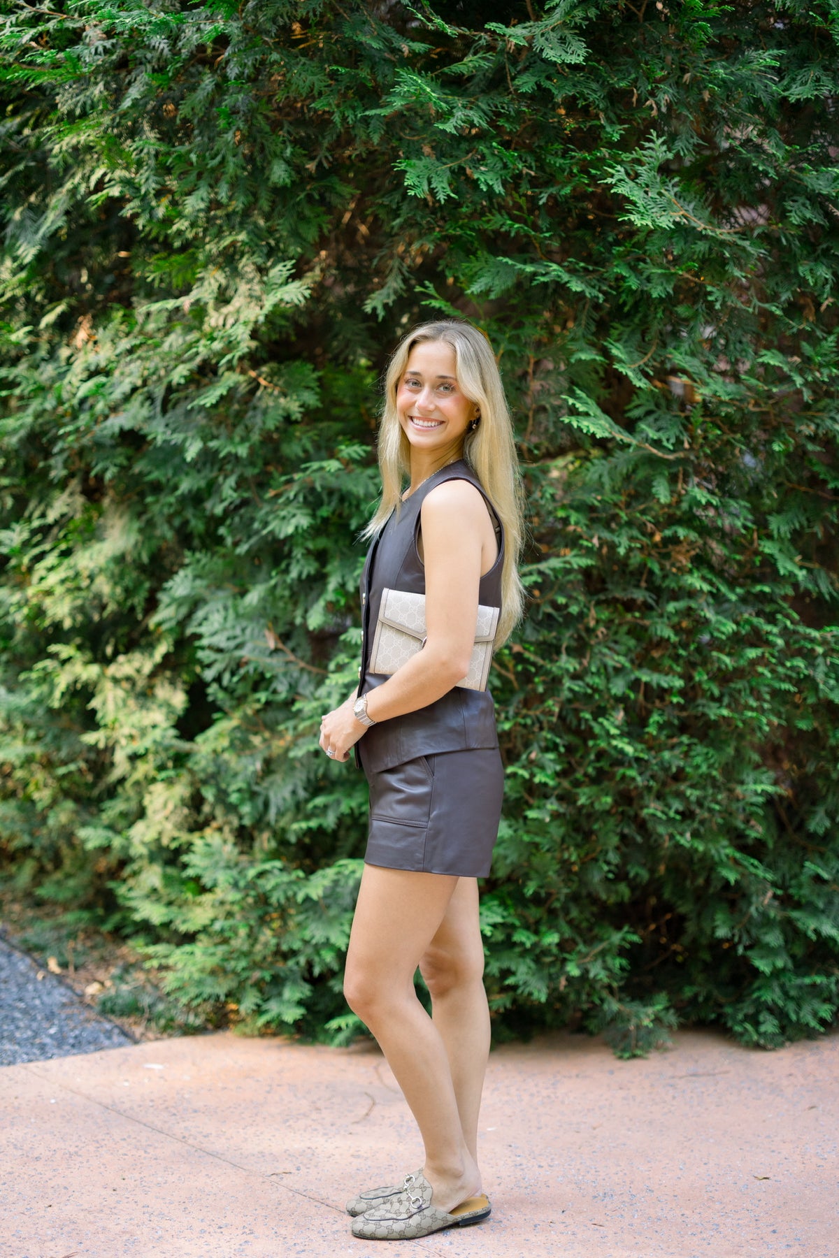 LEATHER SHORTS in brown