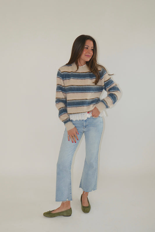Stripe Mohair Knit Sweater