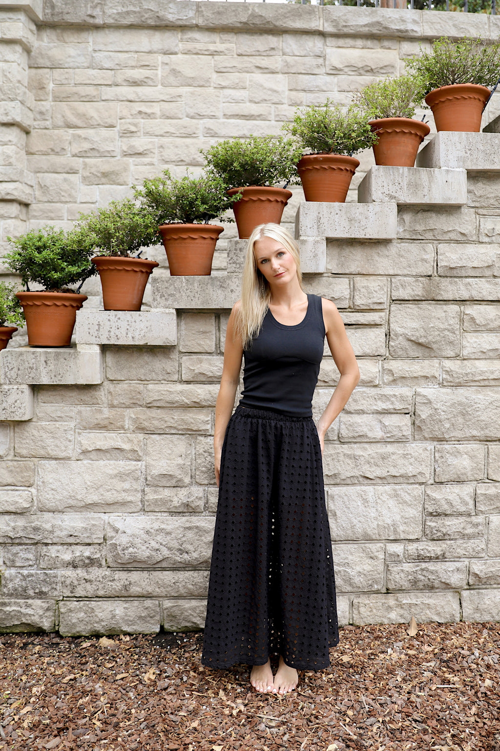 Black Eyelet Skirt
