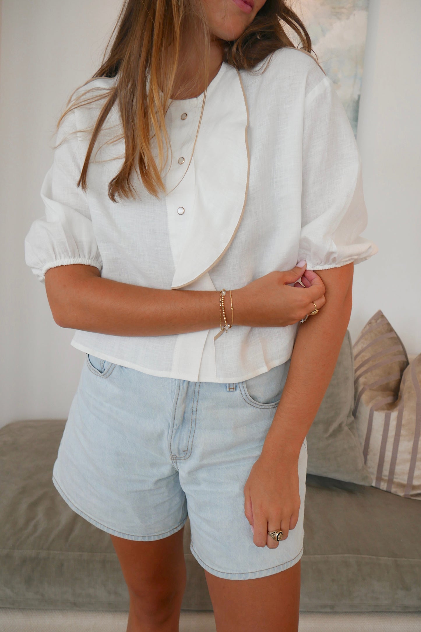 Coral Off White Blouse