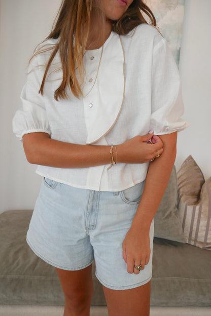 Coral Off White Blouse