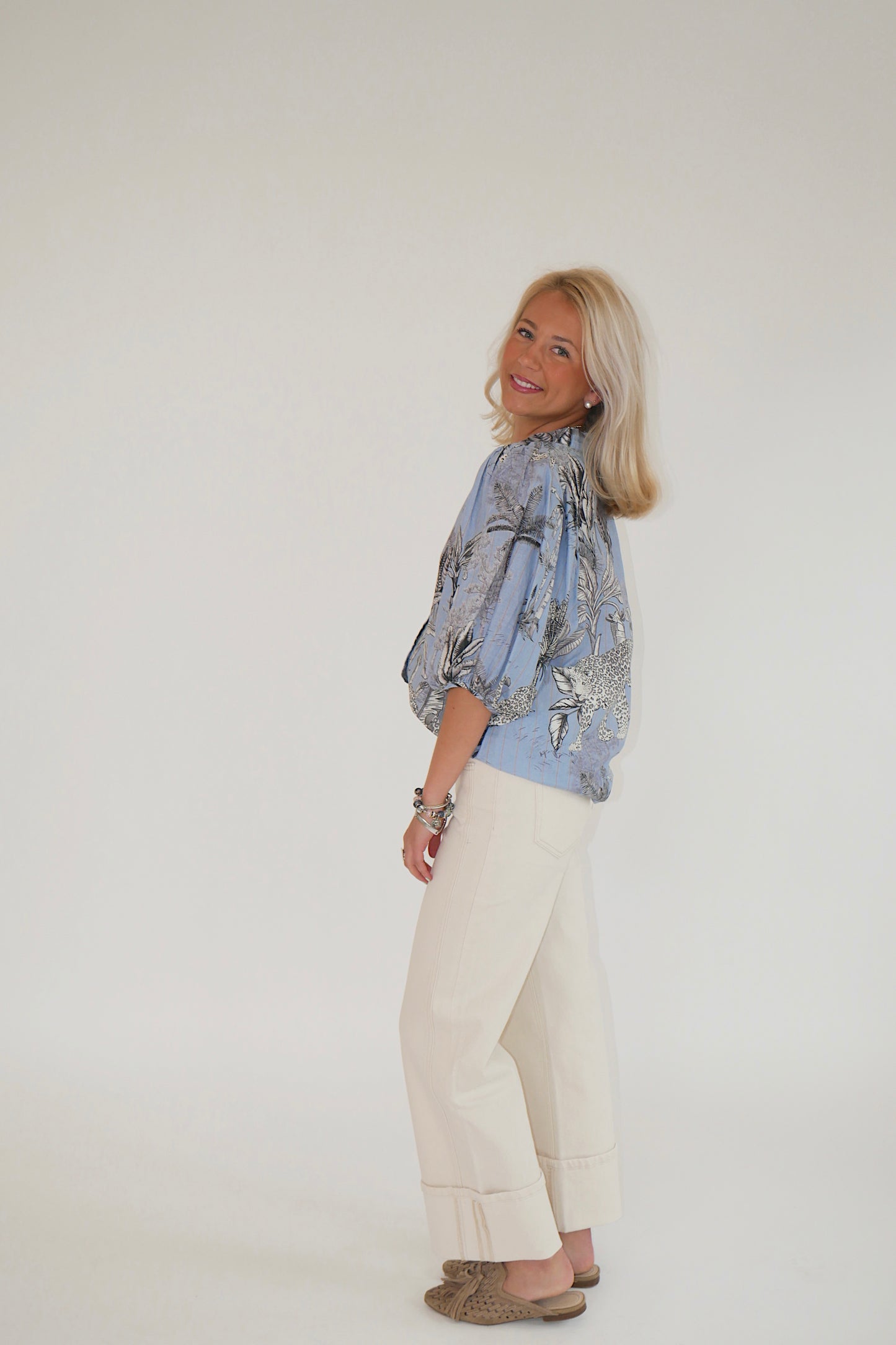 Balloon Shirt Tropique Light Blue Blouse