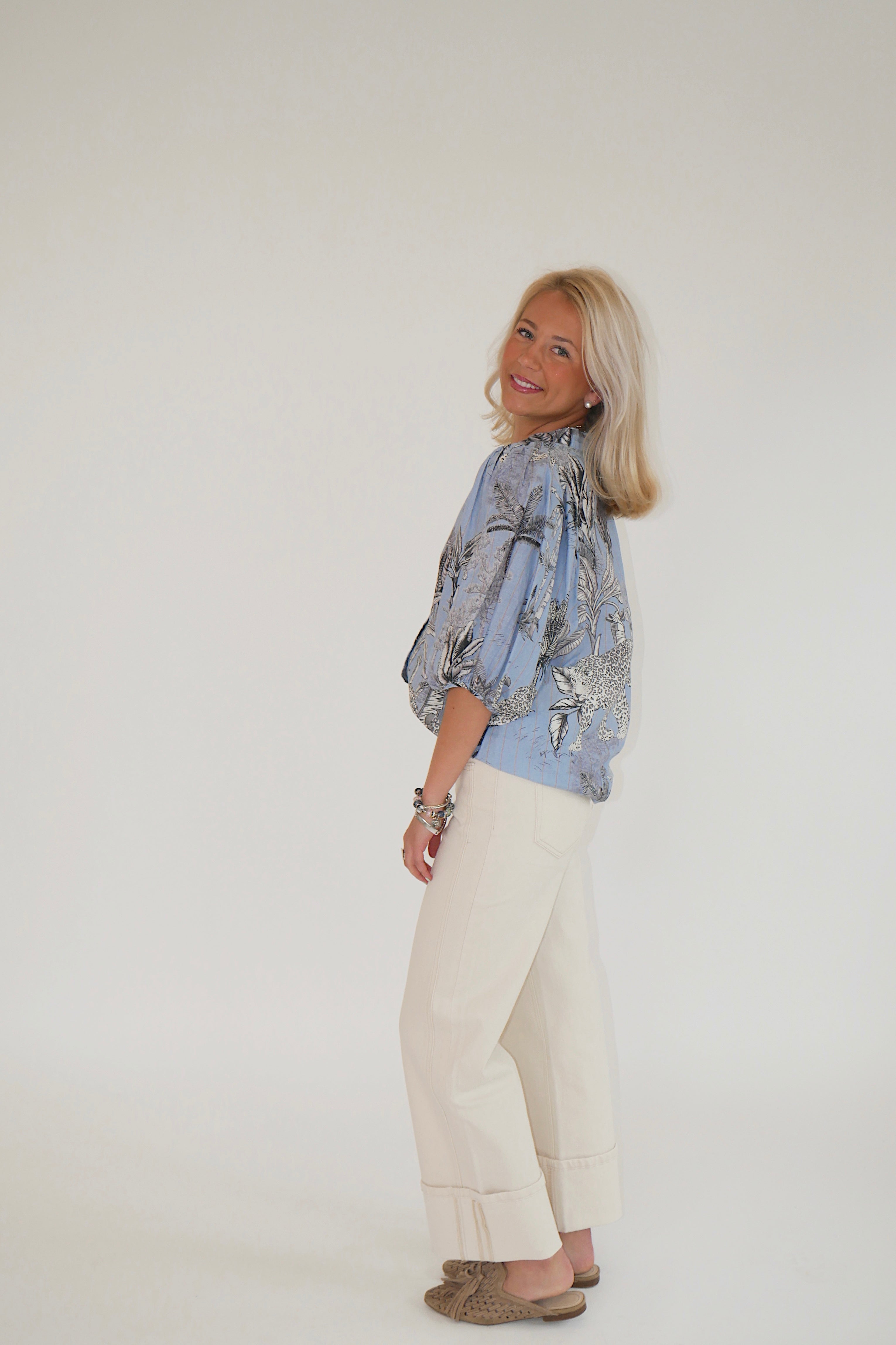 Balloon Shirt Tropique Light Blue Blouse