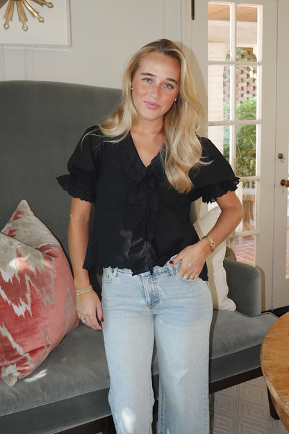 Rachel Ruffle Blouse In Black