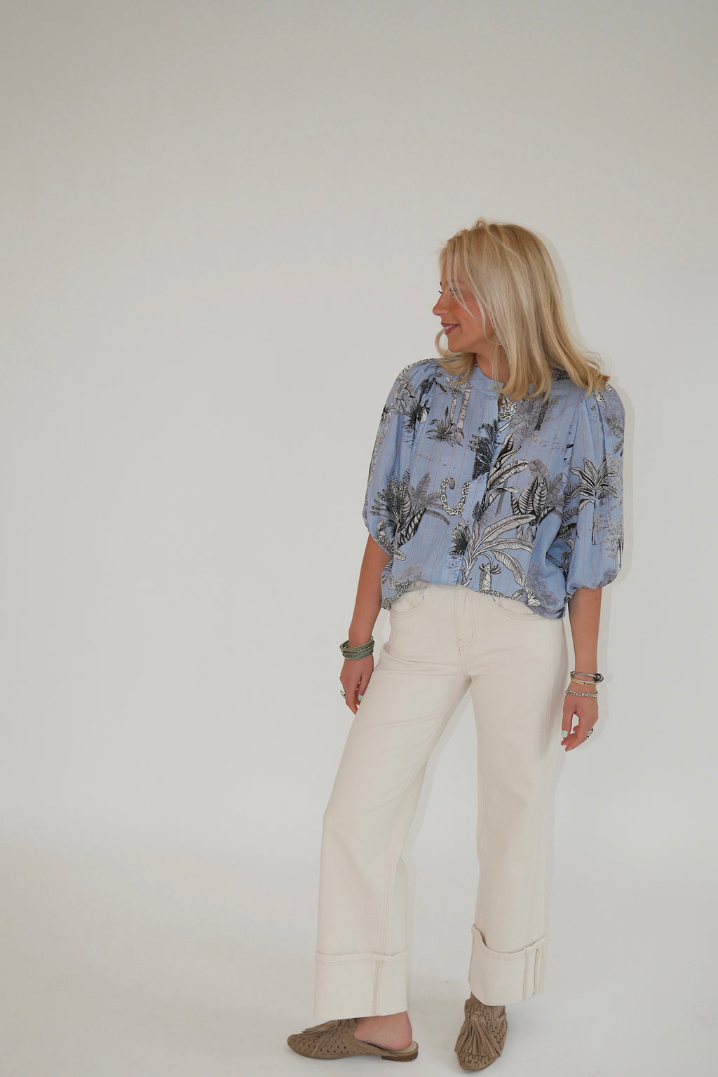 Balloon Shirt Tropique Light Blue Blouse