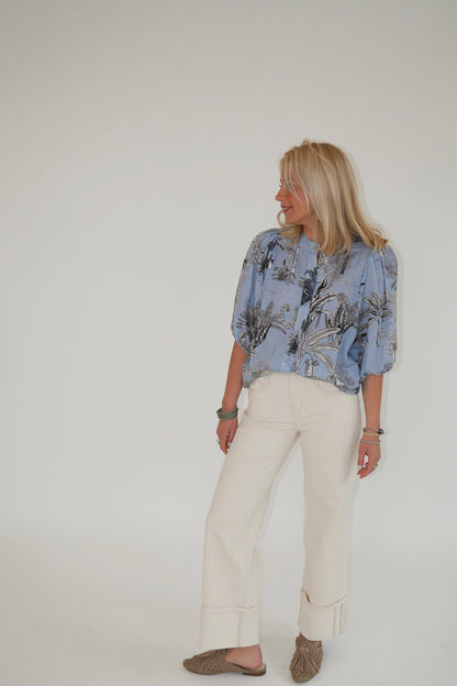 Balloon Shirt Tropique Light Blue Blouse
