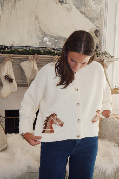 Western Cardigan Sweater In Cream