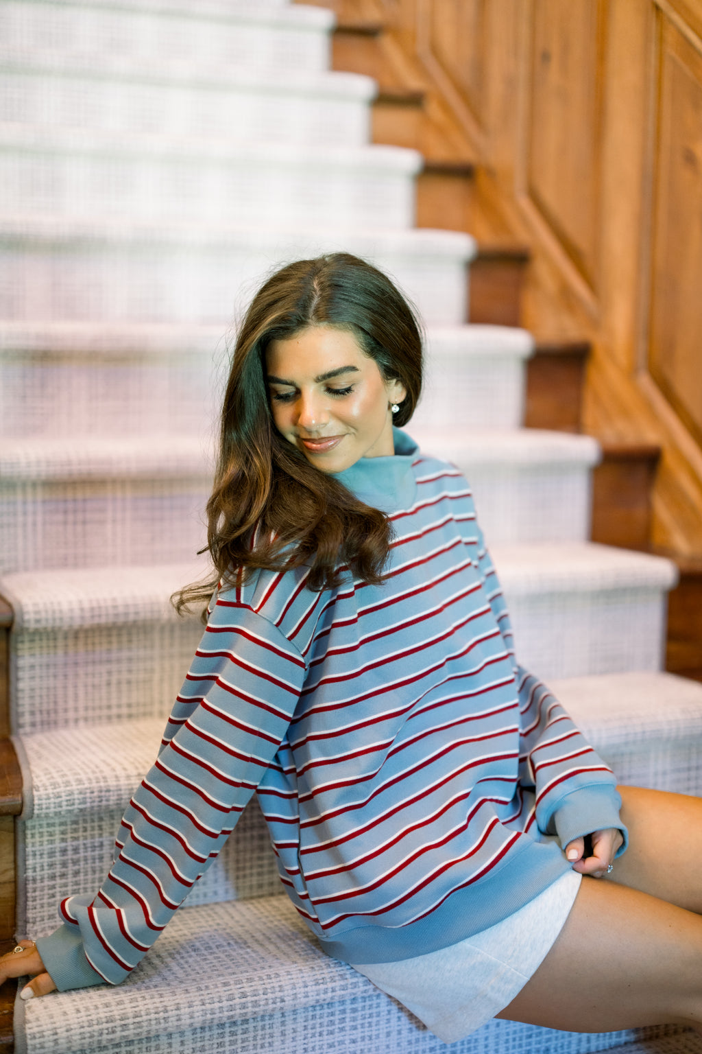 Blue & Burgundy Mockneck