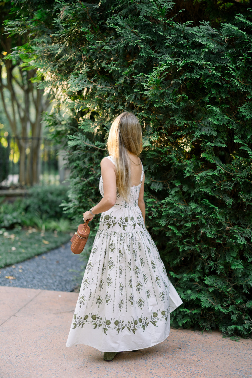 Drop Waist Botanical Midi Dress