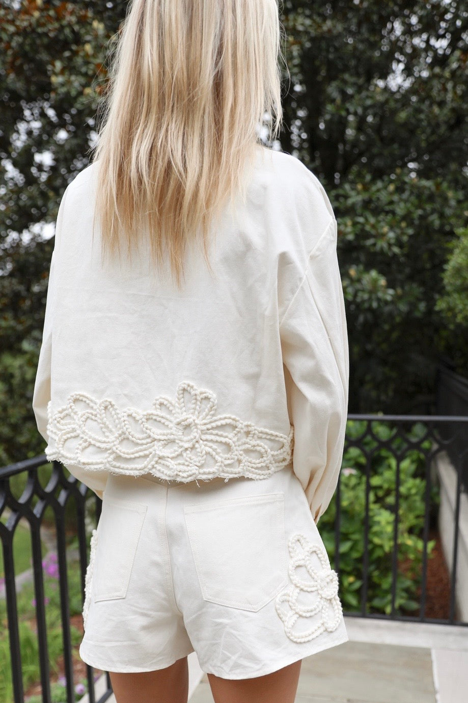 Floral Embellishment Denim Jacket