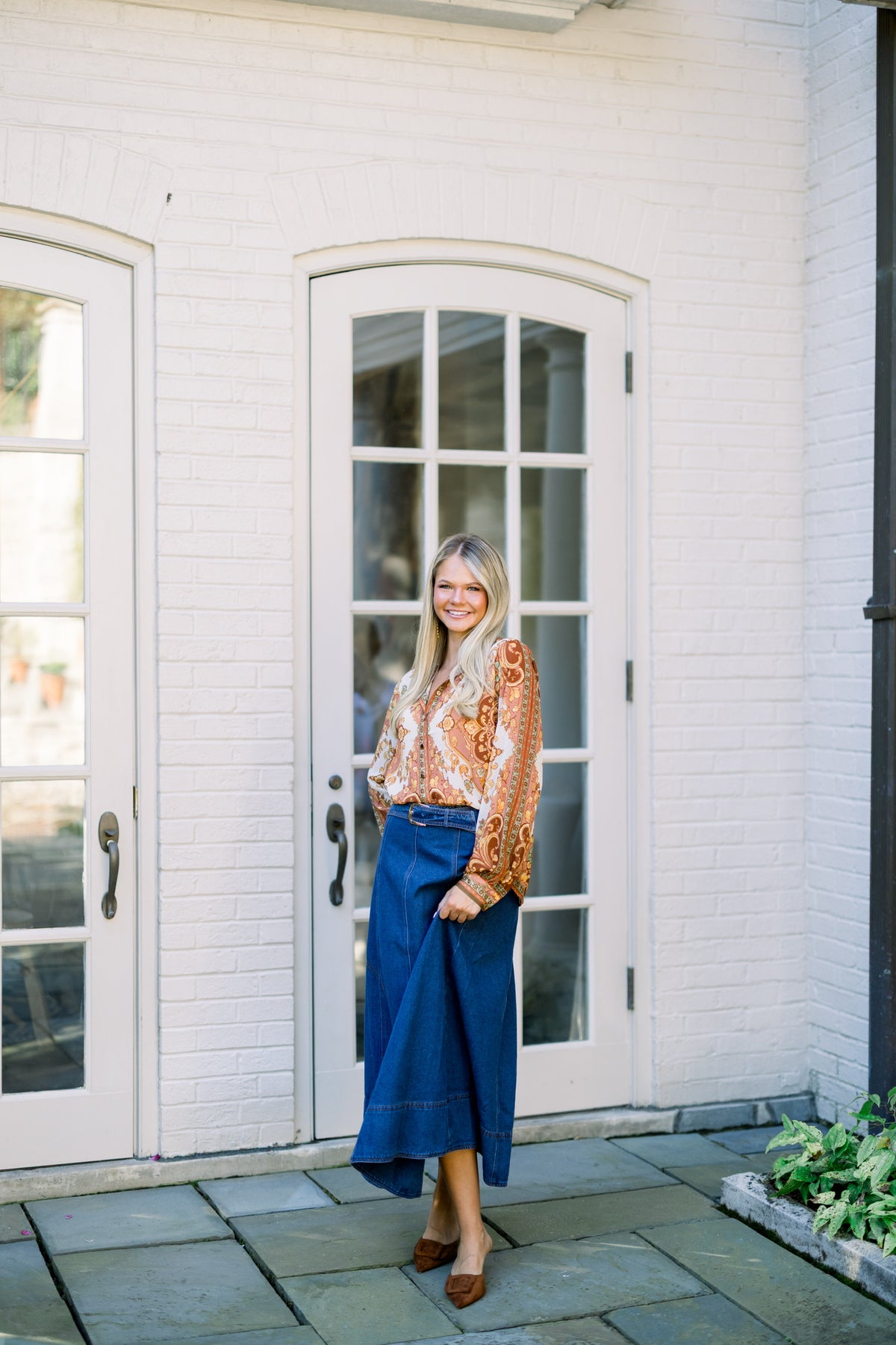 Belted Denim Skirt