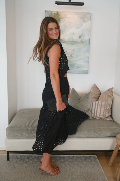 Black Eyelet Skirt