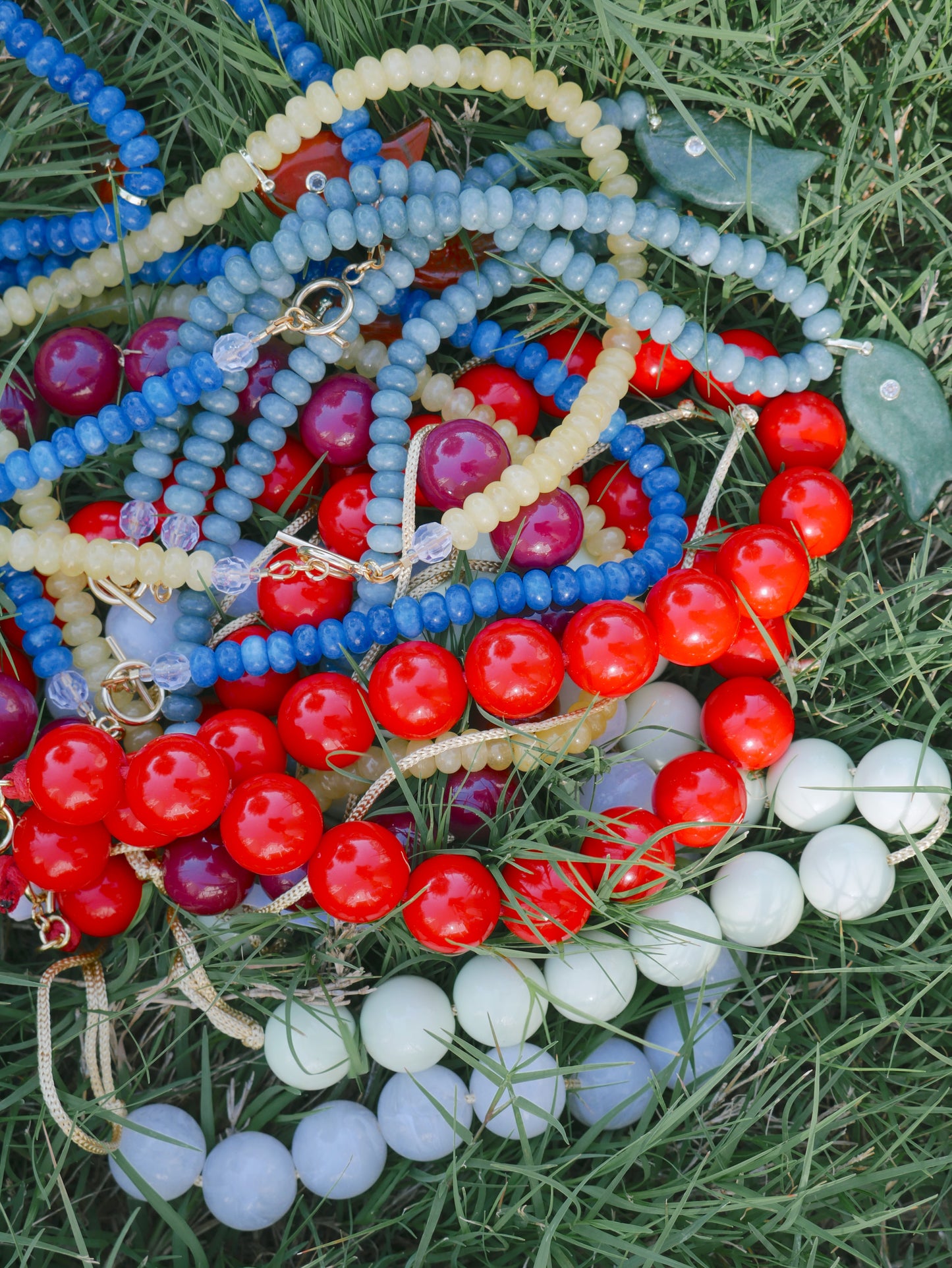 CHERRY RED BEADED NECKLACE