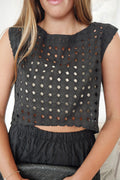 Black Eyelet Top