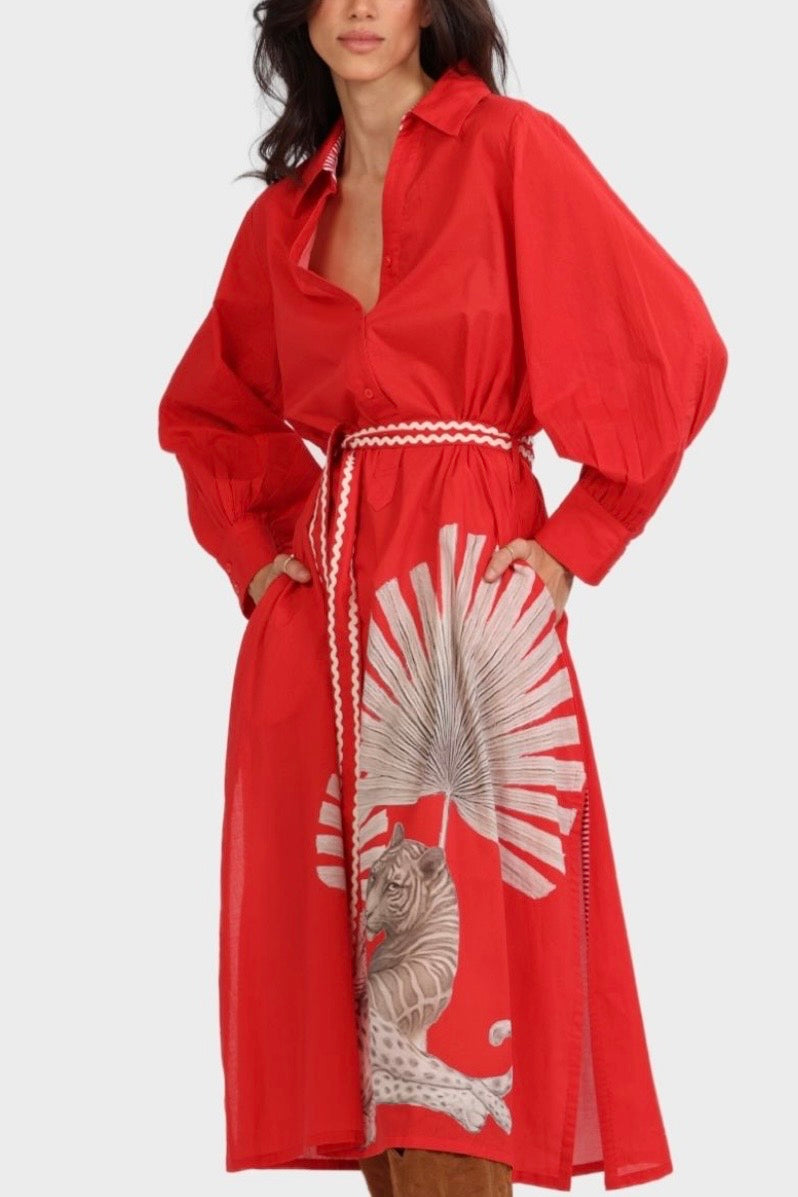 Cleo Panther Dress Red