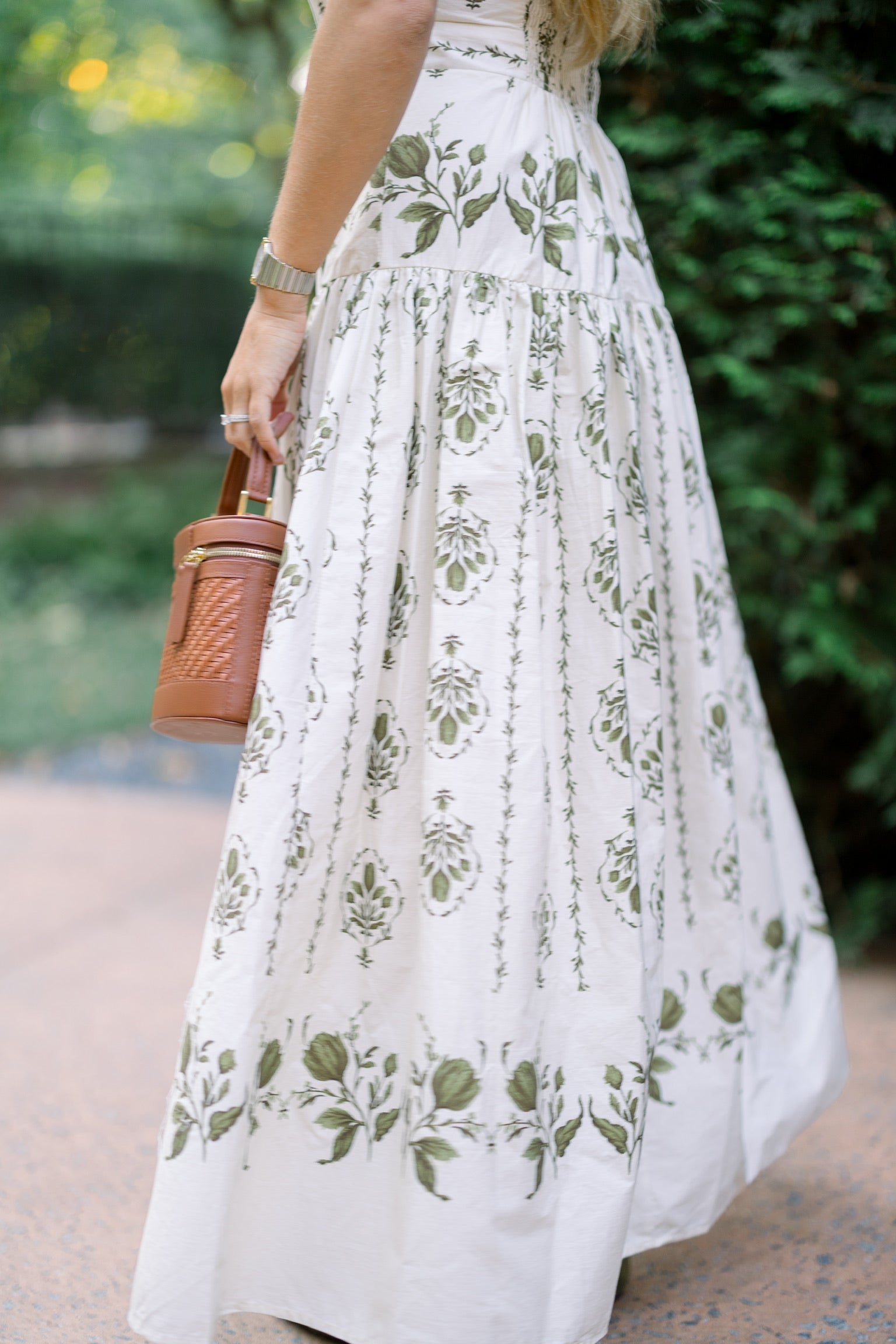 Drop Waist Botanical Midi Dress