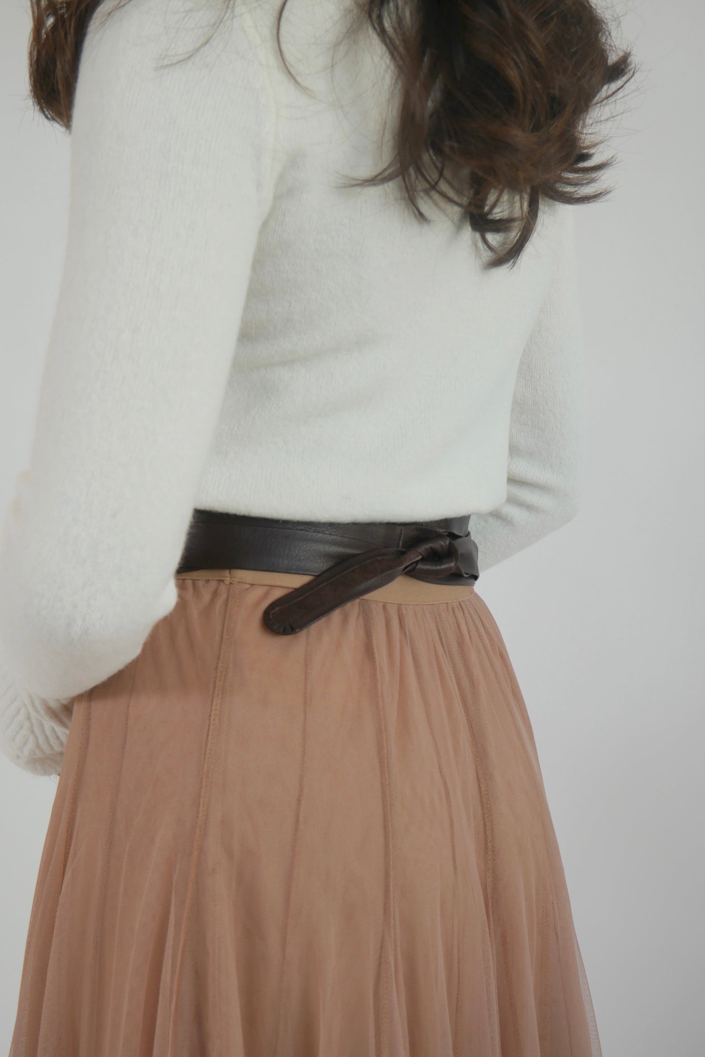 Adjustable Leather Wrap Belt - Chocolate