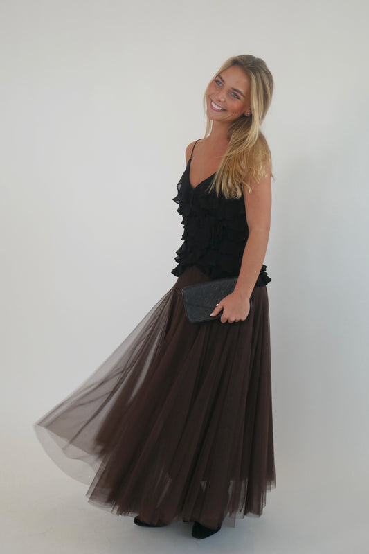 The Rivers Tulle Skirt - Brown