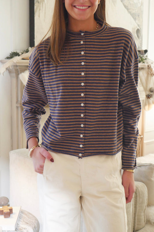 The Sunday Stripes - Navy and Brown
