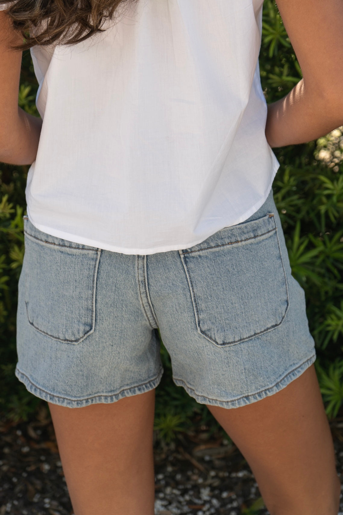 Light Washed Pocket Denim Shorts