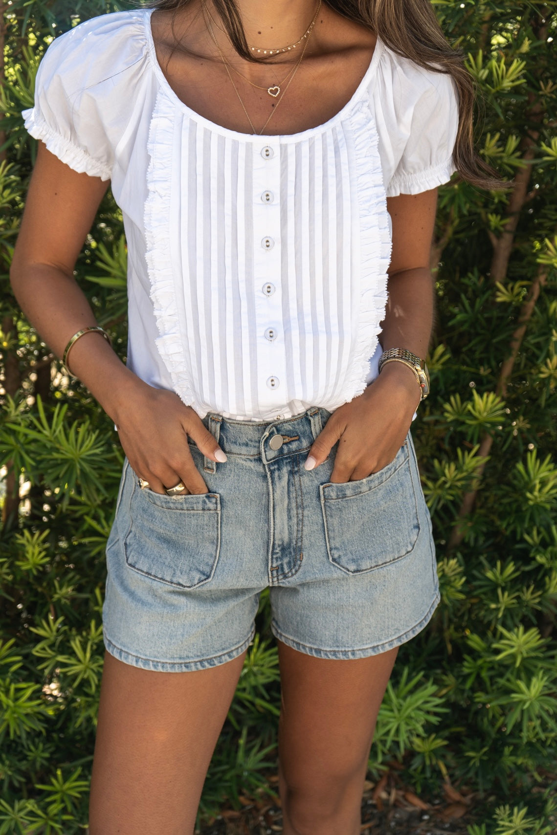 Light Washed Pocket Denim Shorts