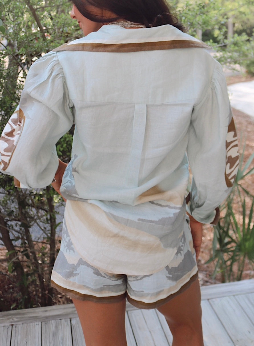 Linen Ipanema Matcha Shorts