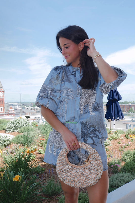 Balloon Shirt Tropique Light Blue Blouse