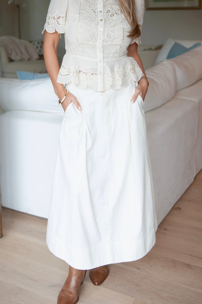 The Daisy Demin Skirt In Cream