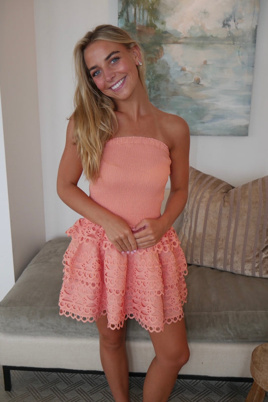 Jessica Trim Dress In Coral