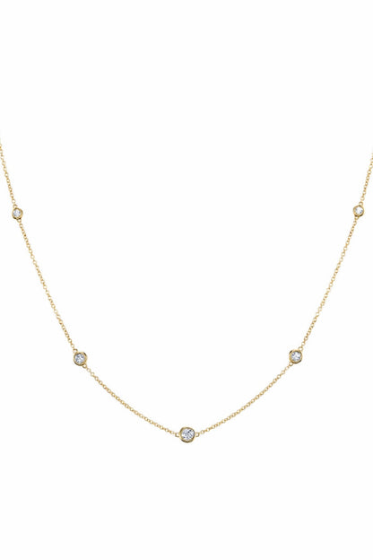 Gold Diamond Bezel Strand Necklace