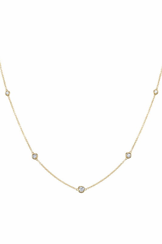 Gold Diamond Bezel Strand Necklace