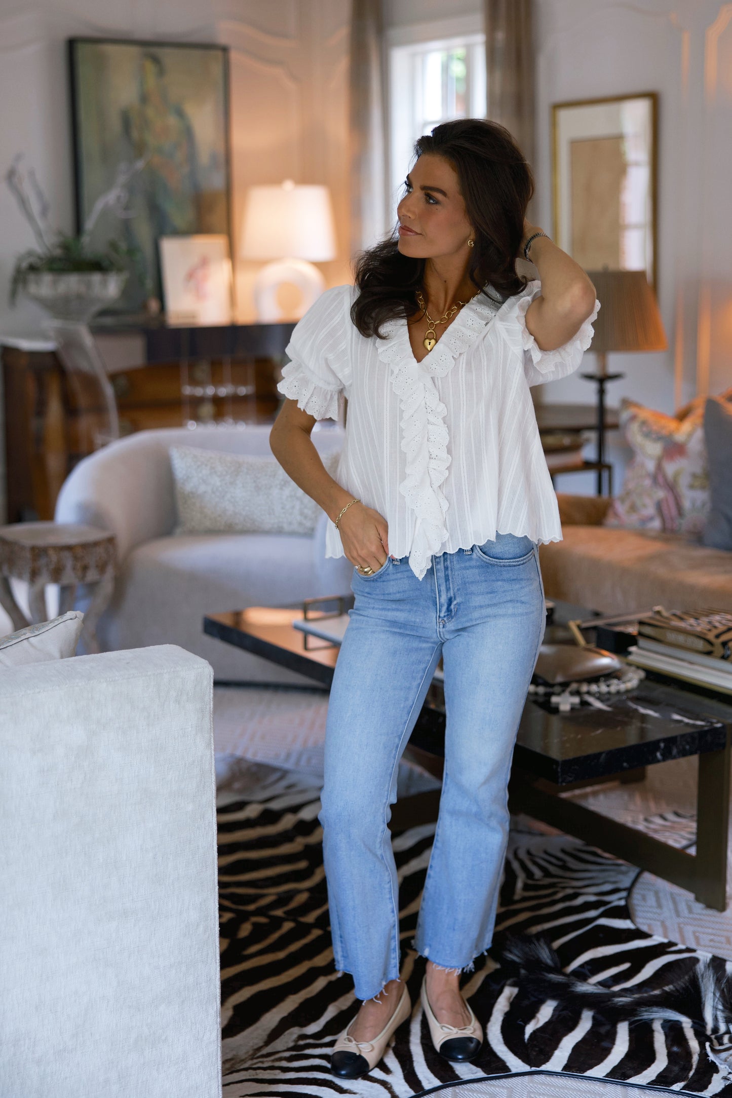 The Rachel Ruffle Blouse In White