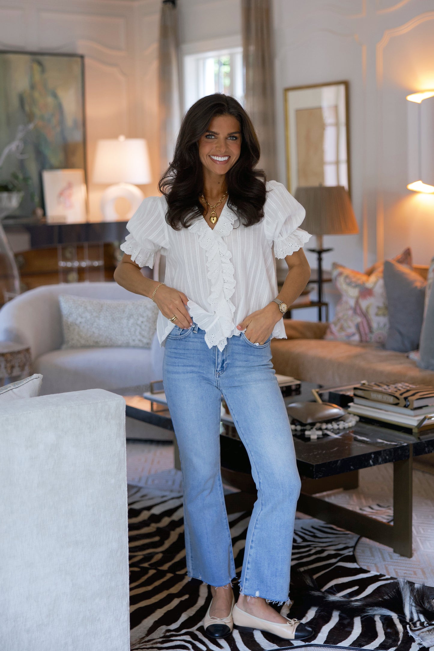 The Rachel Ruffle Blouse In White