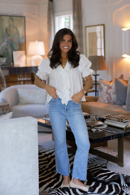 The Rachel Ruffle Blouse In White