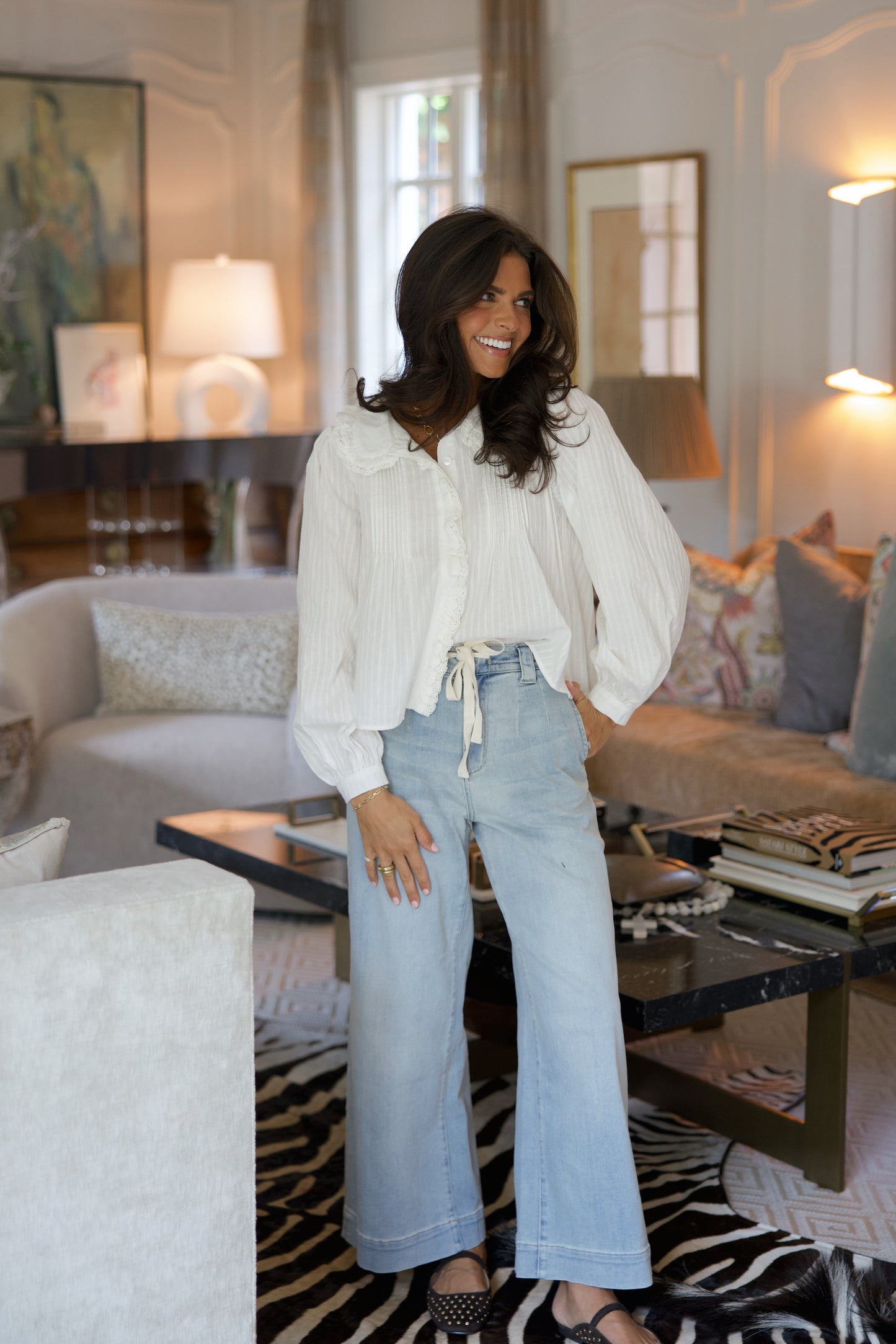 Light Washed Denim Bow Jeans